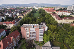 Blick nach Westen auf Haus Salem, die Goetheanlage und Wilhelmshöhe